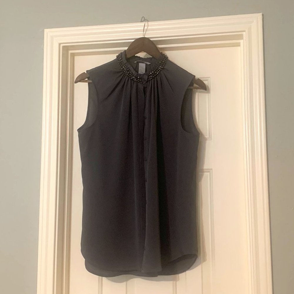 EUC H&M Sleeveless Jeweled Blouse - Sz 12